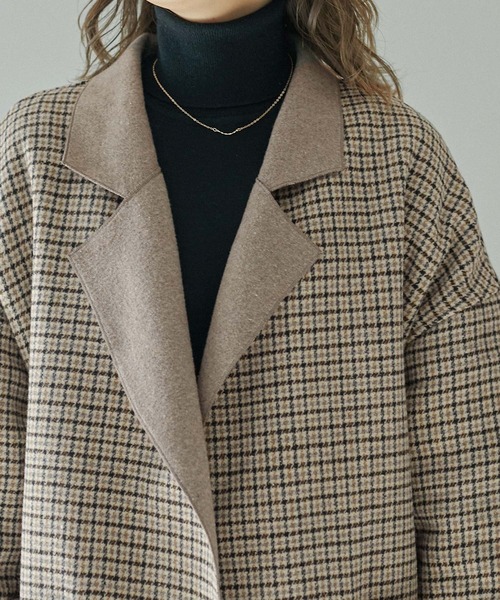 Fashion Letter(ファッションレター)の「オーバーサイズチェック柄チェスターコート(チェスターコート・レディース・ブラウン/ベージュ/ダークブラウン/チャコール・M)」の12枚目の写真