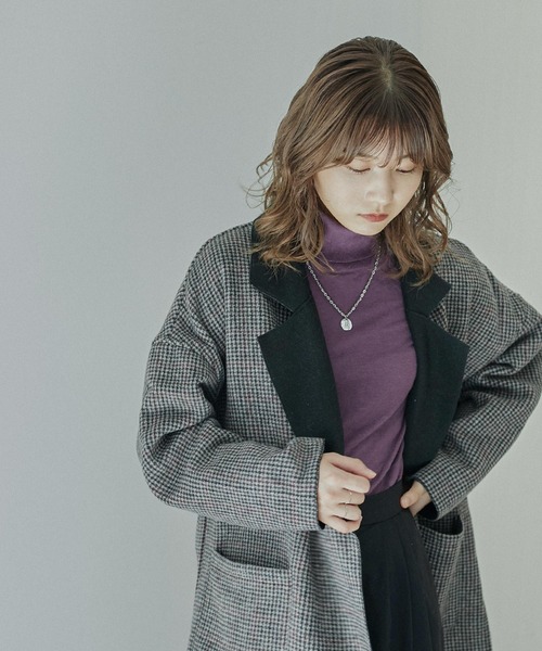 Fashion Letter(ファッションレター)の「オーバーサイズチェック柄チェスターコート(チェスターコート・レディース・ブラウン/ベージュ/ダークブラウン/チャコール・M)」の8枚目の写真