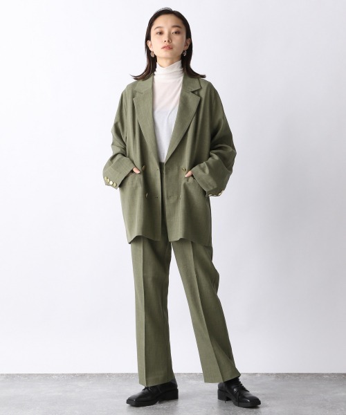 JEANASIS（ジーナシス）の「ソフトツイルトラウザーパンツ/238628（その他パンツ・レディース・チャコールグレー/オフホワイト/グリーン・FREE）」の11枚目の写真