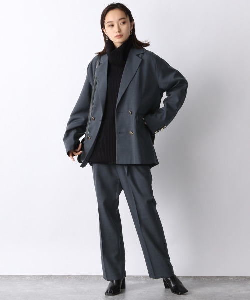 JEANASIS（ジーナシス）の「ソフトツイルトラウザーパンツ/238628（その他パンツ・レディース・チャコールグレー/オフホワイト/グリーン・FREE）」の4枚目の写真