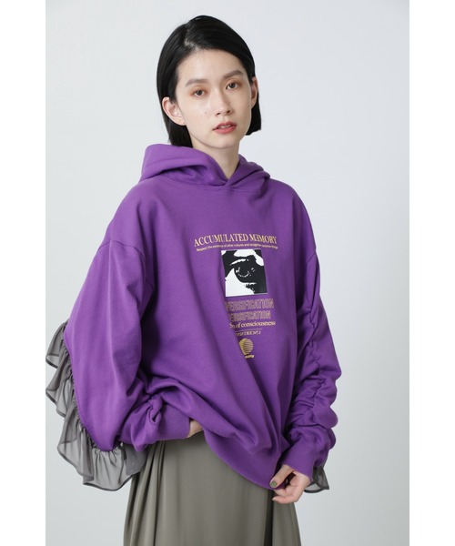 OKIRAKU(オキラク)の「OKIRAKU×ROSE BUD グラフィックフーデッドスウェット(パーカー・レディース・パープル/ブラック・ONE SIZE)」の15枚目の写真