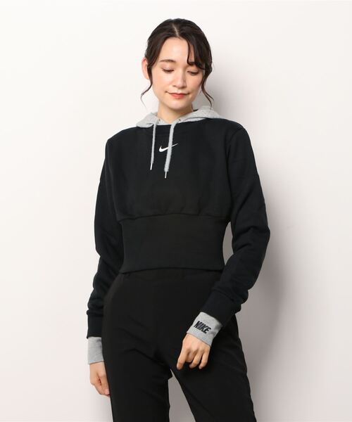 NIKE(ナイキ)の「NIKE ナイキ W NSW ICN CLSH FLC HOODIE ナイキ ウィメンズ ロングスリーブ フーディ DD5097 010BLACK/SAIL(パーカー・レディース・ブラック・SMALL/MEDIUM/LARGE)」の1枚目の写真