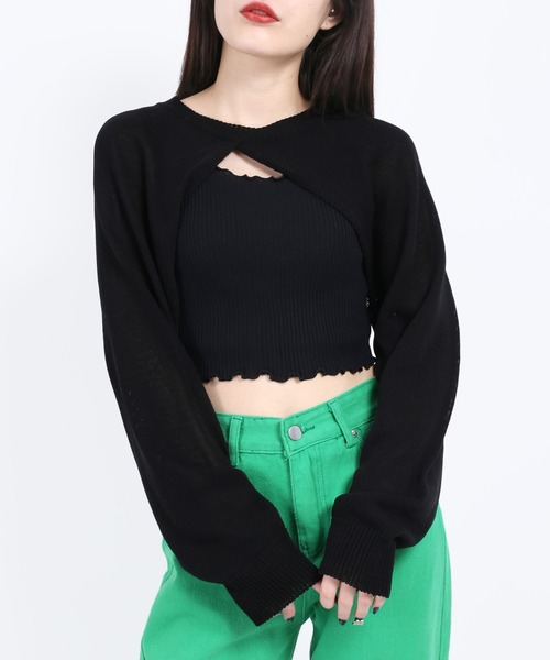 WC（ダブル シー）の「フロントカットデザインニット（ニット/セーター・レディース・ホワイト/ブラック・FREE）」の2枚目の写真