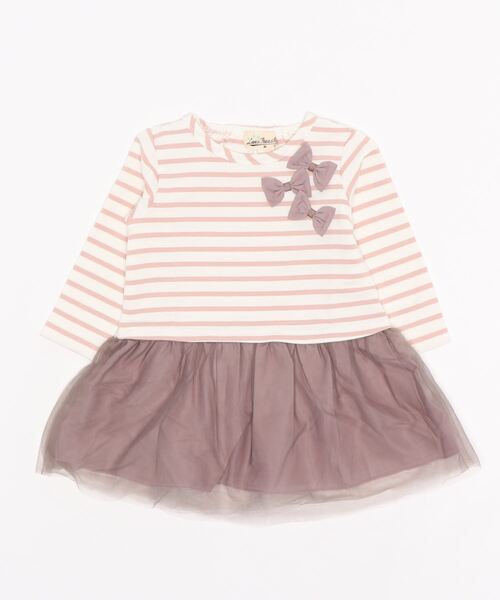 Love&Peace&Money(ラブアンドピースアンドマネー)の「【ドッキング】チュチュレイヤードワンピース(ワンピース・キッズ・ピンク/グレー・80cm/100cm/130cm/110cm/90cm/120cm)」の1枚目の写真