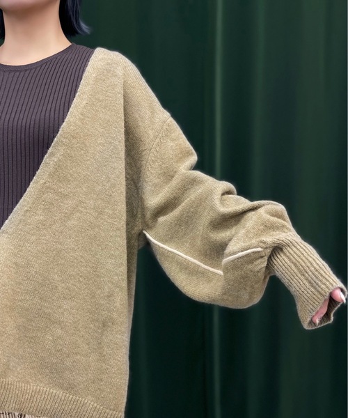 Solace(ソレイス)の「Vネックラインオーバーニット(ニット/セーター・レディース・グリーン/オレンジ/ベージュ・FREE)」の5枚目の写真