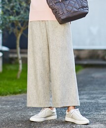 ポリエステルウール シャンブレーツイード ワイドパンツ