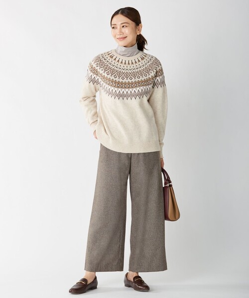 J.PRESS Ladies(J.プレス レディス)の「ポリエステルウール シャンブレーツイード ワイドパンツ(その他パンツ・レディース・ライトグレー系/ブラウン系・XS/XXS)」の10枚目の写真