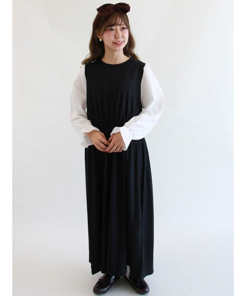 ehka sopo（エヘカソポ）の「ドッキングワンピース（ワンピース・レディース・ブラック/ブラウン/グレー・ﾌﾘ-）」の2枚目の写真