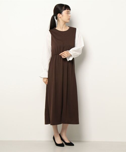 ehka sopo（エヘカソポ）の「ドッキングワンピース（ワンピース・レディース・ブラック/ブラウン/グレー・ﾌﾘ-）」の9枚目の写真