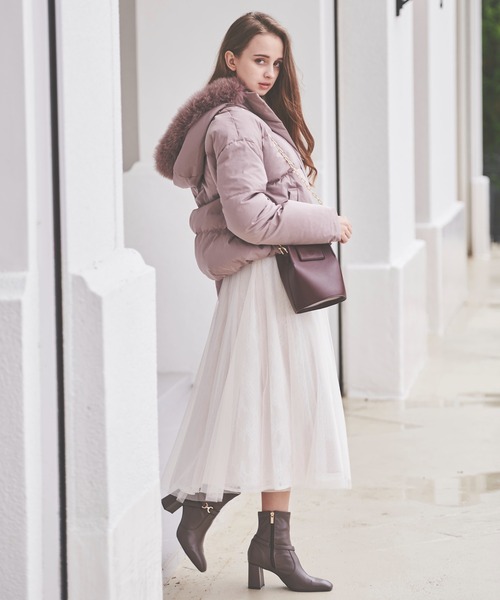 NOELA(ノエラ)の「レース×チュールスカート(スカート・レディース・ブラック/ブラウン/オフホワイト・フリー)」の1枚目の写真