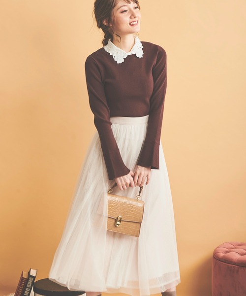 NOELA(ノエラ)の「レース×チュールスカート(スカート・レディース・ブラック/ブラウン/オフホワイト・フリー)」の21枚目の写真