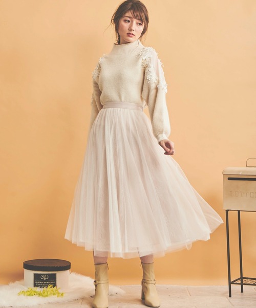 NOELA(ノエラ)の「レース×チュールスカート(スカート・レディース・ブラック/ブラウン/オフホワイト・フリー)」の17枚目の写真