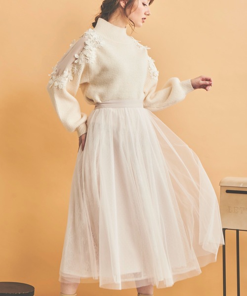 NOELA(ノエラ)の「レース×チュールスカート(スカート・レディース・ブラック/ブラウン/オフホワイト・フリー)」の18枚目の写真