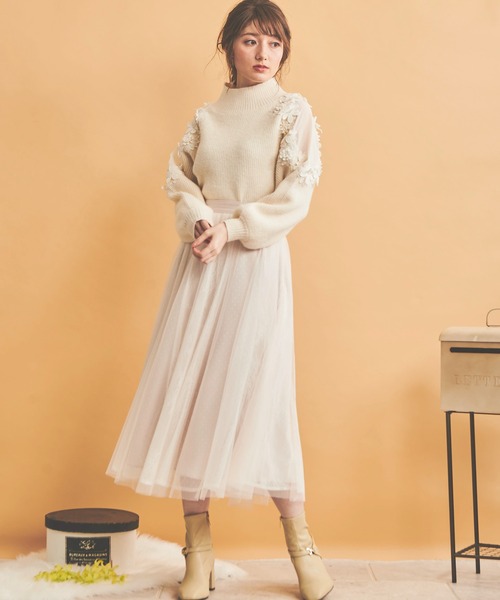 NOELA(ノエラ)の「レース×チュールスカート(スカート・レディース・ブラック/ブラウン/オフホワイト・フリー)」の19枚目の写真