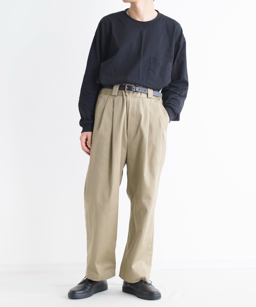 Blanc YM(ブランワイエム)の「Blanc YM ブランワイエム / Cotton Gabardine Easy Pants コットンギャバジン イージーパンツ 2タックパンツ バルーンパンツ / BL-22S-CGEP(チノパンツ・メンズ・ベージュ・SMALL/MEDIUM)」の3枚目の写真