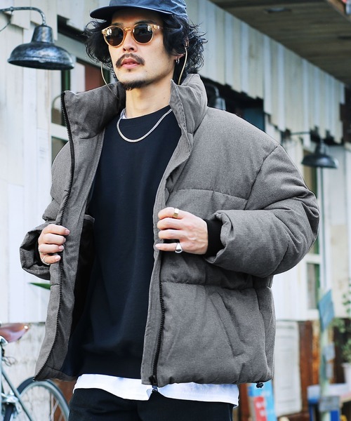 roshell（ロシェル）の「スタンドカラーショートペディン 中綿ダウンジャケット ブルゾン（ブルゾン・メンズ・グレイッシュベージュ/ブラック/ミックスグレー/ネイビー/その他・LARGE/MEDIUM/SMALL/X-LARGE）」の3枚目の写真