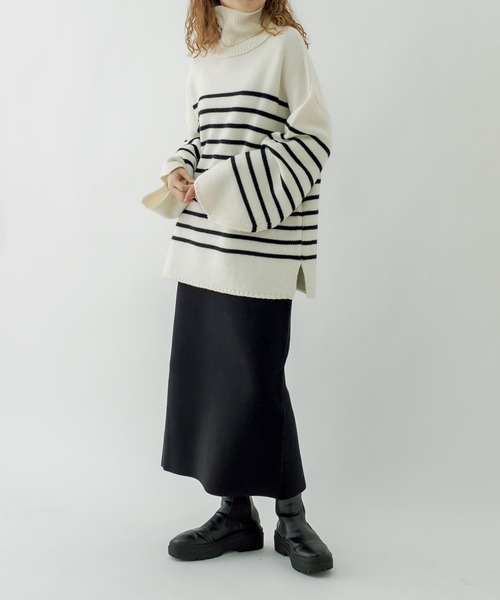 mystic(ミスティック)の「スウェットライクニットスカート(スカート・レディース・ブラック/オフホワイト/ピンク・FREE)」の8枚目の写真