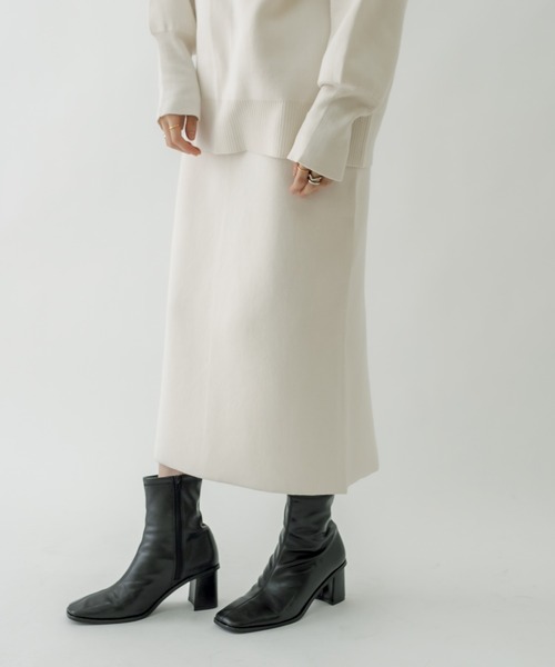 mystic(ミスティック)の「スウェットライクニットスカート(スカート・レディース・ブラック/オフホワイト/ピンク・FREE)」の5枚目の写真