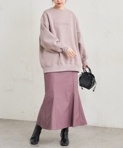 natural couture（ナチュラルクチュール）の「あおいさんコラボエンボスユニセックス裏毛プルオーバー（スウェット・レディース・ピンクベージュ/ライトベージュ/スミクロ/アイボリー・FREE）」の9枚目の写真