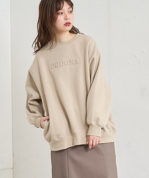 natural couture（ナチュラルクチュール）の「あおいさんコラボエンボスユニセックス裏毛プルオーバー（スウェット・レディース・ピンクベージュ/ライトベージュ/スミクロ/アイボリー・FREE）」の18枚目の写真