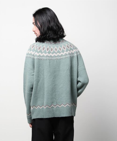 JACKROSE（ジャックローズ）の「ＪＥ－ジャガード球芯柄・クルーニット（ニット/セーター・メンズ・ホワイト/ブラック/グリーン・M/L）」の12枚目の写真