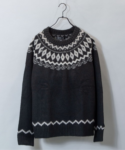 JACKROSE（ジャックローズ）の「ＪＥ－ジャガード球芯柄・クルーニット（ニット/セーター・メンズ・ホワイト/ブラック/グリーン・M/L）」の3枚目の写真