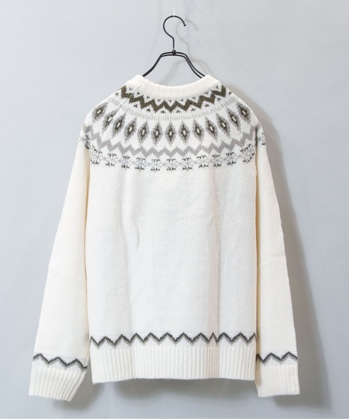 JACKROSE（ジャックローズ）の「ＪＥ－ジャガード球芯柄・クルーニット（ニット/セーター・メンズ・ホワイト/ブラック/グリーン・M/L）」の6枚目の写真