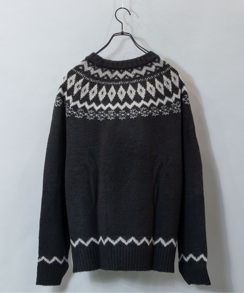 JACKROSE（ジャックローズ）の「ＪＥ－ジャガード球芯柄・クルーニット（ニット/セーター・メンズ・ホワイト/ブラック/グリーン・M/L）」の8枚目の写真