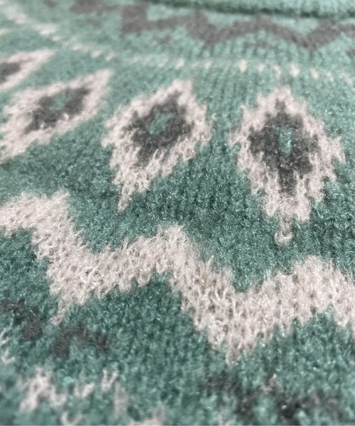 JACKROSE（ジャックローズ）の「ＪＥ－ジャガード球芯柄・クルーニット（ニット/セーター・メンズ・ホワイト/ブラック/グリーン・M/L）」の5枚目の写真