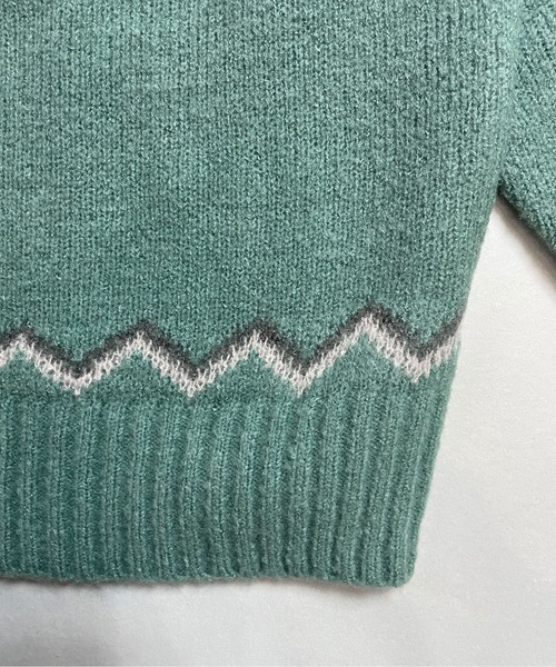 JACKROSE（ジャックローズ）の「ＪＥ－ジャガード球芯柄・クルーニット（ニット/セーター・メンズ・ホワイト/ブラック/グリーン・M/L）」の9枚目の写真