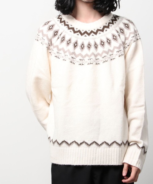 JACKROSE（ジャックローズ）の「ＪＥ－ジャガード球芯柄・クルーニット（ニット/セーター・メンズ・ホワイト/ブラック/グリーン・M/L）」の17枚目の写真