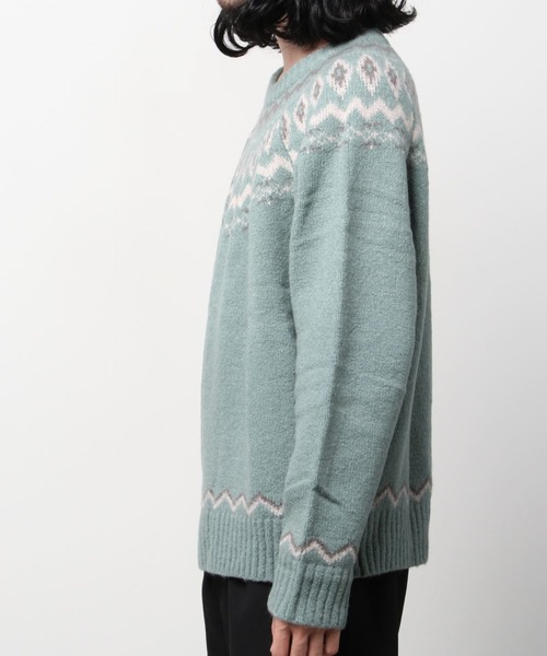 JACKROSE（ジャックローズ）の「ＪＥ－ジャガード球芯柄・クルーニット（ニット/セーター・メンズ・ホワイト/ブラック/グリーン・M/L）」の15枚目の写真