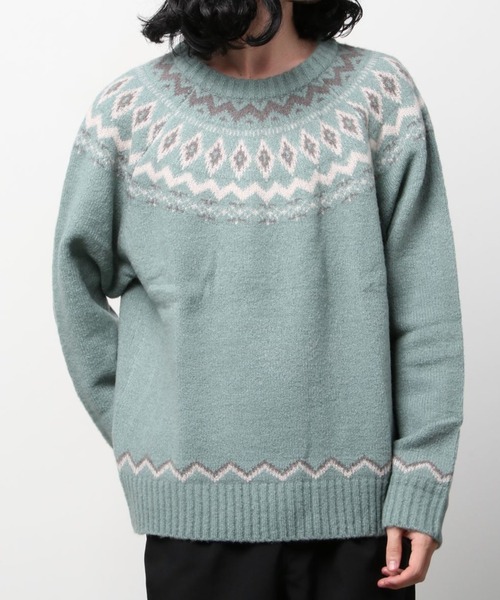 JACKROSE（ジャックローズ）の「ＪＥ－ジャガード球芯柄・クルーニット（ニット/セーター・メンズ・ホワイト/ブラック/グリーン・M/L）」の14枚目の写真