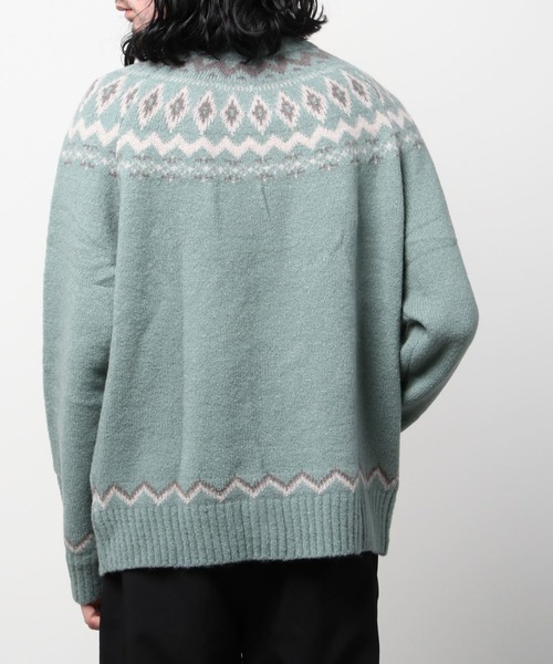 JACKROSE（ジャックローズ）の「ＪＥ－ジャガード球芯柄・クルーニット（ニット/セーター・メンズ・ホワイト/ブラック/グリーン・M/L）」の13枚目の写真