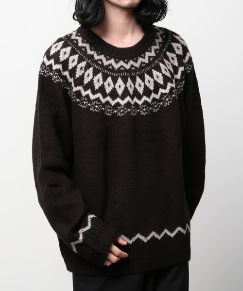 JACKROSE（ジャックローズ）の「ＪＥ－ジャガード球芯柄・クルーニット（ニット/セーター・メンズ・ホワイト/ブラック/グリーン・M/L）」の16枚目の写真