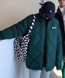 ワンポイントワッペンハイネックキルティングジャケット