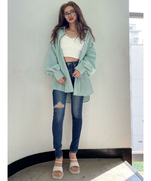 GYDA（ジェイダ）の「M/W SIDE RIPPEDスキニーデニムパンツ（デニムパンツ・レディース・インディゴブルー・X-SMALL/SMALL/MEDIUM）」の6枚目の写真