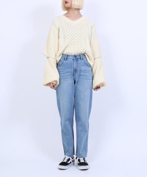 PUNYUS(プニュズ)の「ウォッシュドデニムパンツ(デニムパンツ・レディース・ライトブルー・1/2/4/3)」の7枚目の写真