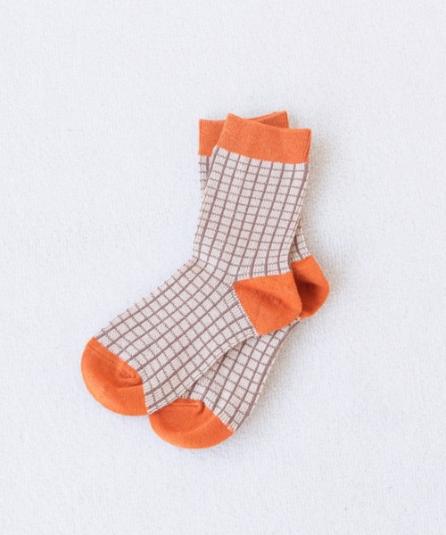 LOWRYS FARM（ローリーズファーム）の「チェックソックス　260802（ソックス/靴下・キッズ・ライトブルー/ベージュ/グレー/イエロー/オレンジ/ブルー・MEDIUM/LARGE）」の6枚目の写真