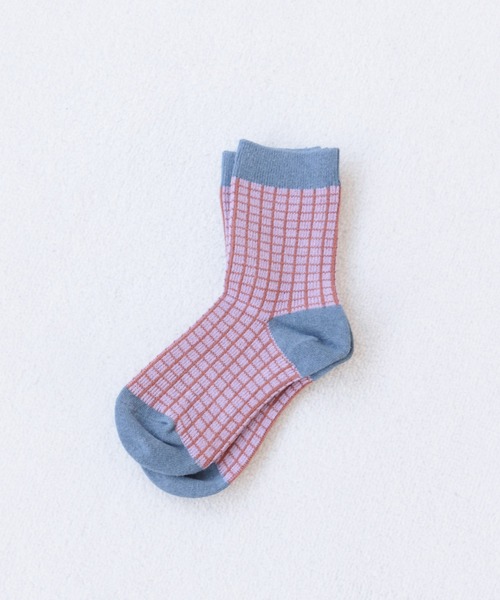 LOWRYS FARM（ローリーズファーム）の「チェックソックス　260802（ソックス/靴下・キッズ・ライトブルー/ベージュ/グレー/イエロー/オレンジ/ブルー・MEDIUM/LARGE）」の4枚目の写真