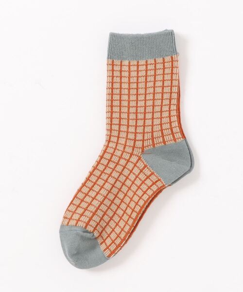LOWRYS FARM（ローリーズファーム）の「チェックソックス　260802（ソックス/靴下・キッズ・ライトブルー/ベージュ/グレー/イエロー/オレンジ/ブルー・MEDIUM/LARGE）」の9枚目の写真