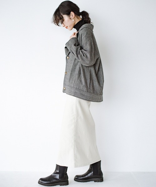 haco!(ハコ)の「【φ】どんな日もはなまるにしてくれる。ほどよい華やぎで合わせるものに迷わず華奢見せにもこだわって仕立てたヘリンボーンジャケット(その他アウター・レディース・ブラック系その他・SMALL/MEDIUM/LARGE/X-LARGE)」の3枚目の写真