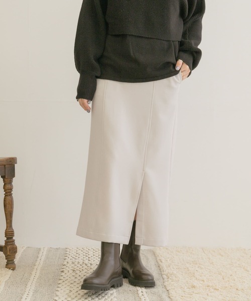 ITEMS URBANRESEARCH(アイテムズ アーバンリサーチ)の「ウールライクペンシルスカート(スカート・レディース・ブラック/カーキ/ベージュ系その他・FREE)」の3枚目の写真
