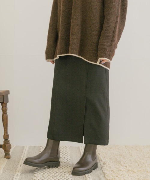 ITEMS URBANRESEARCH(アイテムズ アーバンリサーチ)の「ウールライクペンシルスカート(スカート・レディース・ブラック/カーキ/ベージュ系その他・FREE)」の2枚目の写真