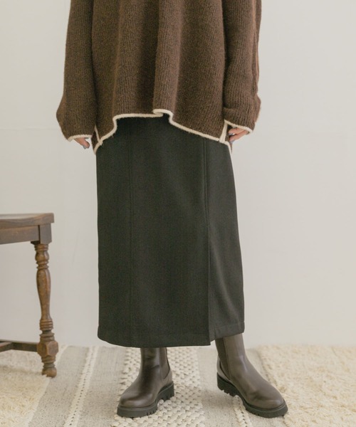 ITEMS URBANRESEARCH(アイテムズ アーバンリサーチ)の「ウールライクペンシルスカート(スカート・レディース・ブラック/カーキ/ベージュ系その他・FREE)」の4枚目の写真