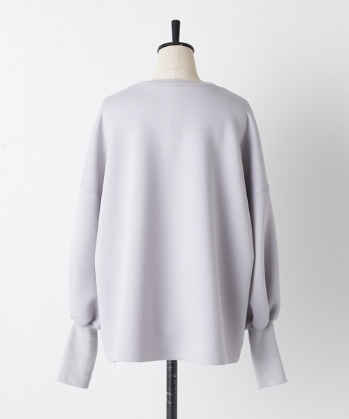 BEARDSLEY（ビアズリー）の「袖のリブが長めでふんわり上品 ダンボールプルオーバー（Tシャツ/カットソー・レディース・ライトグレー/ブラック/ホワイト・FREE）」の14枚目の写真