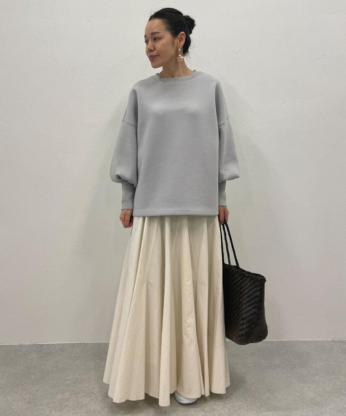 BEARDSLEY（ビアズリー）の「袖のリブが長めでふんわり上品 ダンボールプルオーバー（Tシャツ/カットソー・レディース・ライトグレー/ブラック/ホワイト・FREE）」の11枚目の写真