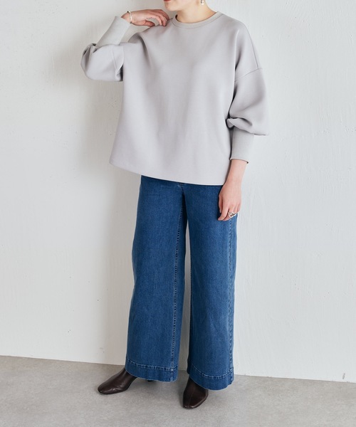 BEARDSLEY（ビアズリー）の「袖のリブが長めでふんわり上品 ダンボールプルオーバー（Tシャツ/カットソー・レディース・ライトグレー/ブラック/ホワイト・FREE）」の21枚目の写真