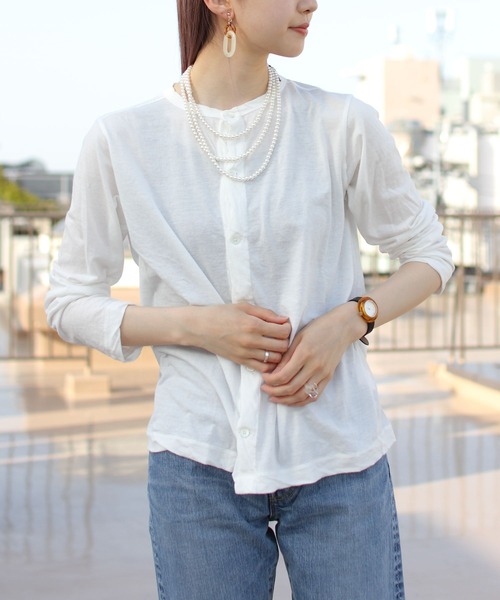 ORCIVAL(オーシバル)の「ORCIVAL/オーシバル ボイルジャージーカーディガンVOILE JIERSEY CARDIGAN OR-C0074VLT(カーディガン/ボレロ・レディース・チャコールグレー/ダークブラウン/オフホワイト・1)」の2枚目の写真