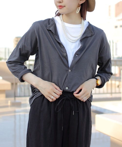 ORCIVAL(オーシバル)の「ORCIVAL/オーシバル ボイルジャージーカーディガンVOILE JIERSEY CARDIGAN OR-C0074VLT(カーディガン/ボレロ・レディース・チャコールグレー/ダークブラウン/オフホワイト・1)」の1枚目の写真
